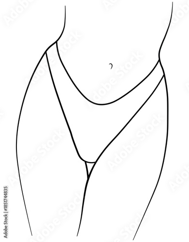 Woman swimsuit bikini panties hand drawn