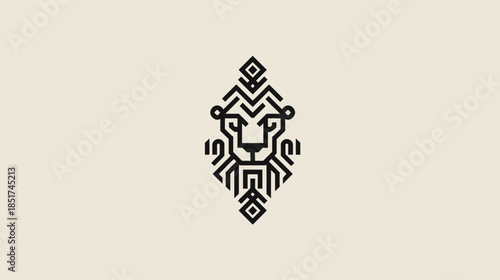 Minimalist Geometric Lion Head Line Art Illustration. Modern Abstract Logo Design Representing Strength, Power, and Regal Elegance.