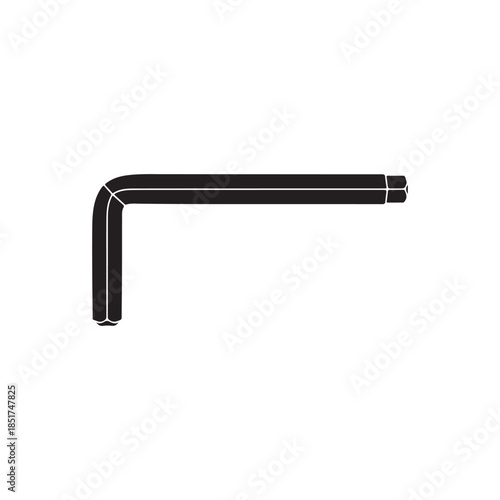 Hex key for assembling furniture silhouette vector flat illustration on white background