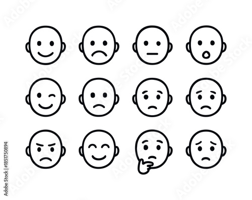 Avatar Expression Icons. Avatar expression set. Line icon set of