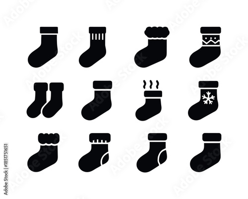 Warm Sock Icons. Warm socks. Solid icon set of warm socks: wool