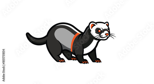 Striking Ferret Illustration Mascot with Bold Orange Accents and Fierce Eyes