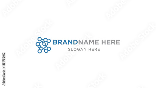 Abstract blue interconnected network logo with placeholder brand name and slogan text
