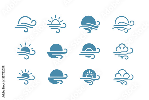 Chilly Morning Breeze Logos. Chilly Morning Breeze. Icon set. Se