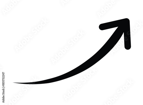 Curved upward arrow direction. Smooth rising growth indicator line. Business, progress and positive trend concept