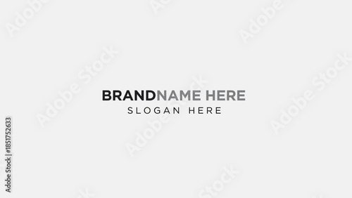 Clean, modern, minimalist brand name and slogan placeholder text with varying font weights and colors