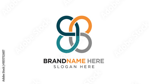 Colorful abstract interconnected loop logo design, featuring four distinct shapes forming a symmetrical knot.