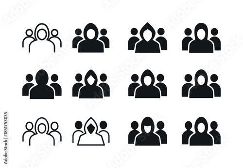 Mysterious Crowd Logos. Mysterious figures in the crowd. Icon se