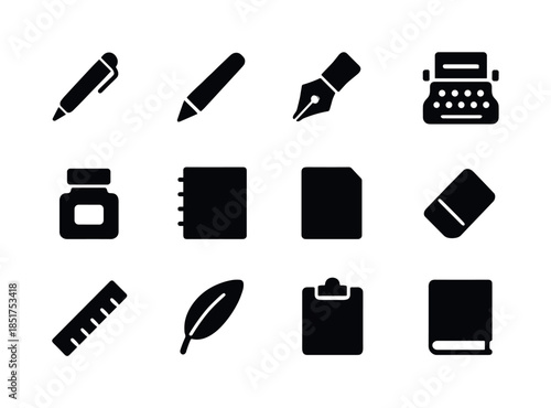Writing Tools Icons. Writing Tools. Solid icon set of writing to