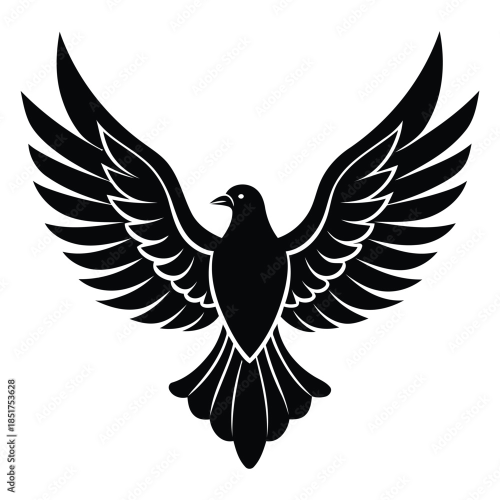 Fototapeta premium Dove with wings silhouette vector illustration