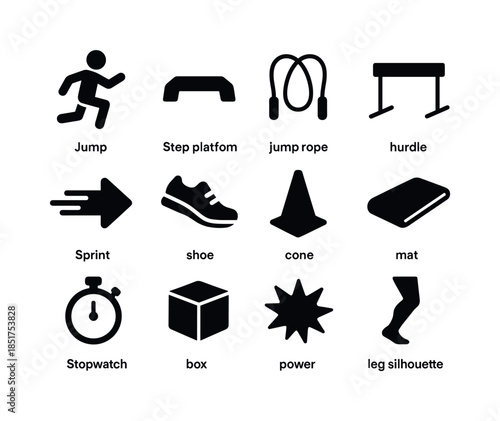 Jump Training Icons. Jump Training. Solid icon set of Jump Train