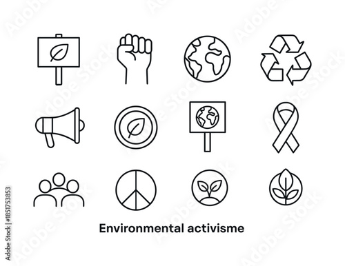 Environmental Activism Icons. Environmental activism. Line icon
