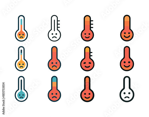 Weather Mood Icons. how weather affects mood. Icon set. Set Logo