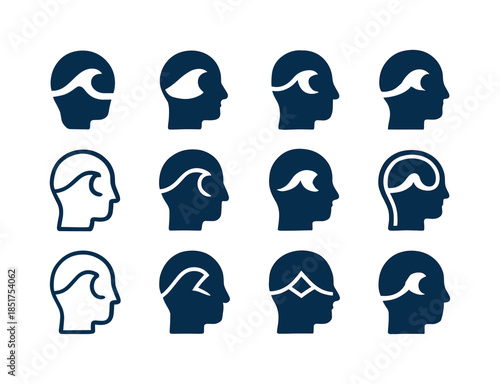 Mental Victory Icons. Winning the mental game. Icon set. Set Log