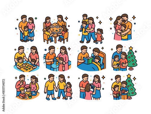 Isometric Family Icons. Family. Colorful isometric vector icons