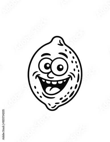 Cute fruit and berry simple doodle style. Cute cartoon Sweet garden food. Healthy vitamin fruits character. Flat vector illustration on white background
