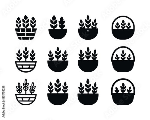 Bread Basket Icon Set. bread basket. Icon set. Set Logo of bread