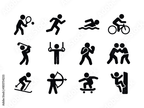 Individual Sports Icons. Individual sports. Solid icon set of in
