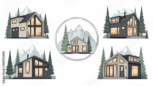 Collection of Modern Architectural House Designs in Mountainous Landscapes.