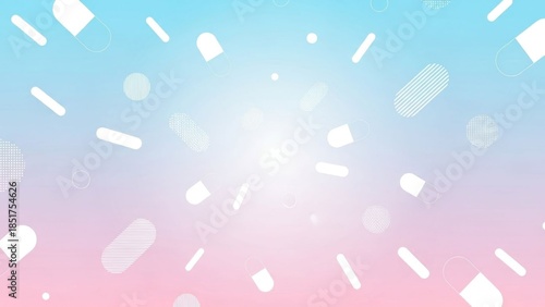 Pastel gradients with medicine capsules and dots offering a soothing visual appeal
