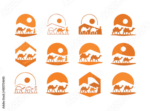 Desert Icon Variations. Desert. Icon set. Set Logo of desert: ca