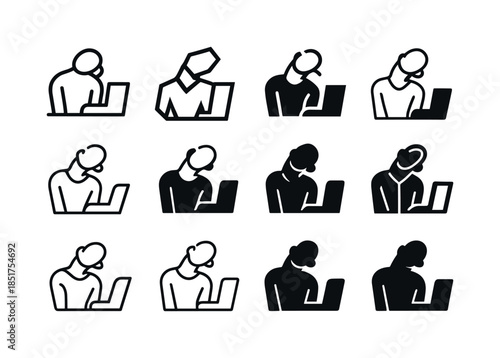 Stretch Break Icons. Taking a break from work to stretch. Icon s