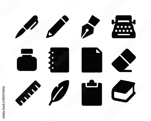 Writing Tools Icons. Writing Tools. Solid icon set of writing to