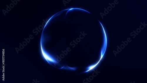 Foto Minimal navy blue digital sphere with soft fading glow and dark futuristic atmosphere