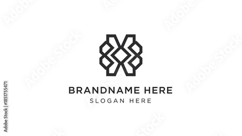 Modern abstract geometric black line art logo with symmetrical interlocking M or W shapes