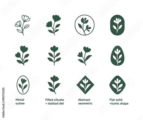 Nature Emblem Icon Set. Nature vibe package design with flowers