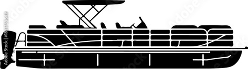 Pontoon boat silhouette vector illustration