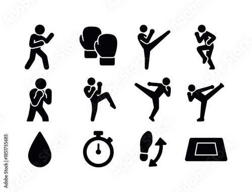 Body Combat Icons. Body combat. Solid icon set of body combat: f