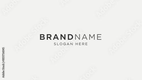 Modern Minimalist Typographic Logo with Split Dark and Light Gray "BRANDNAME" Text and "SLOGAN HERE" Below