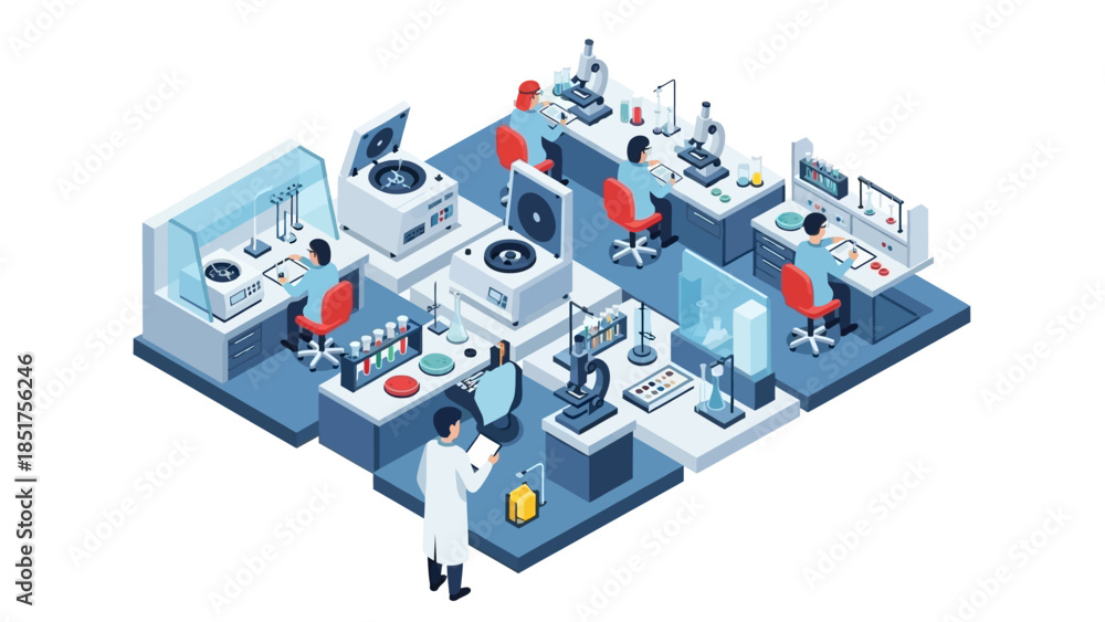 Fototapeta premium Scientists Working in Modern Laboratory Setting.