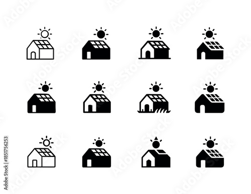 Off-Grid Energy Icons. off-grid energy systems. Icon set. Set Lo