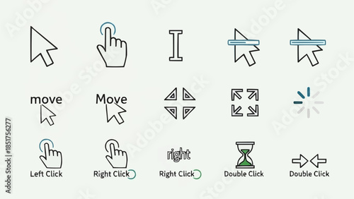 Collection of Cursor Icons and Mouse Pointer Symbols.