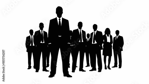 Silhouette of a confident business team standing together in unity.