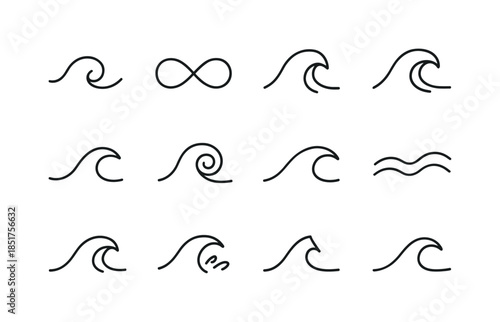 Wave Motion Icons. Wave Motion. Line icon set of Wave Motion: si