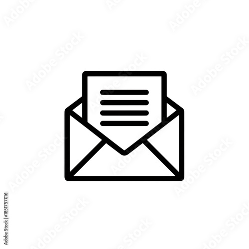 A Minimalistic Illustration of an Envelope with a Letter Inside, Symbolizing Communication, Correspondence, and Digital Messaging in a Modern Context, png, isolated on transparent background