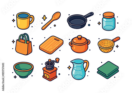 Sustainable Kitchen Essentials. Sustainable kitchen. Colorful is