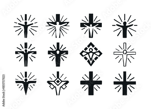 Jesus Faith Logos. faith in Jesus. Icon set. Set Logo of faith i