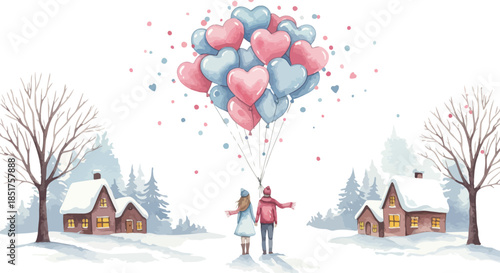 Six clusters of colorful flowers on green stems on white background