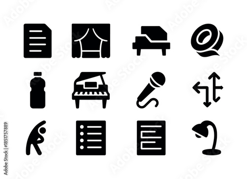 Theater Rehearsal Icons. Theater Rehearsal. Solid icon set of Th