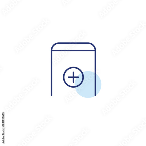 New task, screen add, app install, workspace update. Plus on phone screen. Pixel perfect, editable stroke vector icon