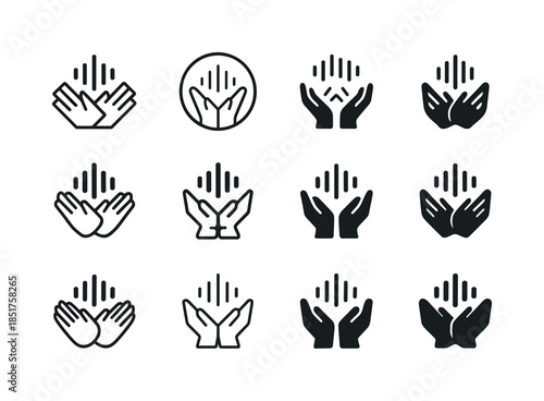 Applause Icon Variations. Applause from audience. Icon set. Set