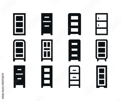 Modular Storage Logos. Using vertical storage solutions. Icon se