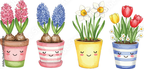 Whimsical illustration of fairy houses and mushroom dwellings in a garden