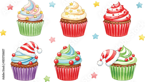 Whimsical unicorns floating on clouds with balloons and hot air balloons