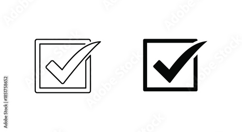 Two check boxes one empty and one checked depicted in a distinct silhouette