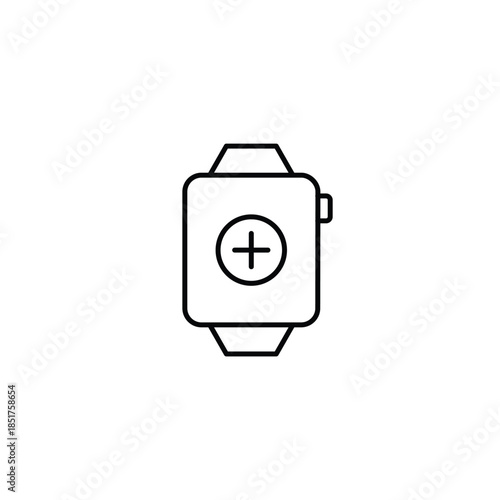 New task, screen add, app install, user workspace update. Plus on smart watch. Pixel perfect, editable stroke vector icon